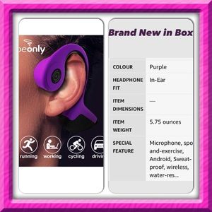 Bone Conduction Headphones, 2 way talk, NIB